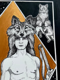Lupercalia Original Art, pagan art, occult art, wolf art